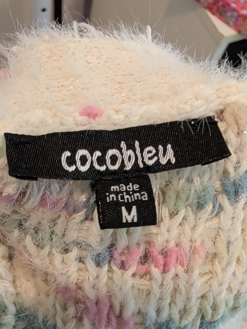 Cocobleu Women's Cream Multicolor Bouclé Blazer - M - Picture 2 of 10